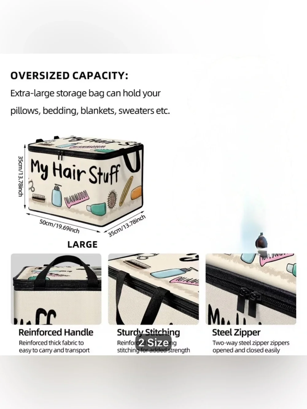 My Hair Stuff Cream Travel Cosmetic Organizer with Black Trim